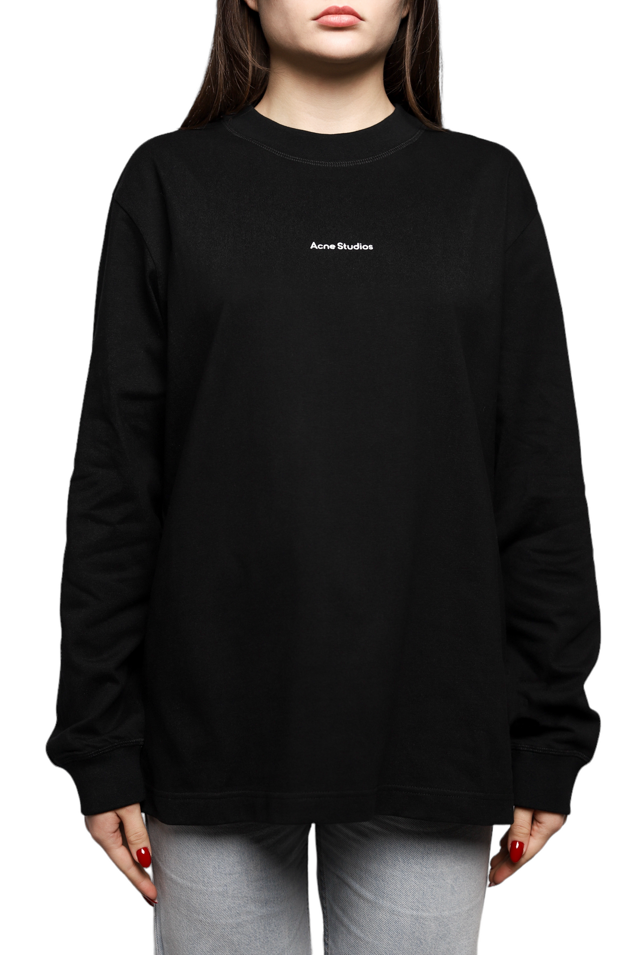 Acne Studios Long Sleeve Eisen Face Tee Black