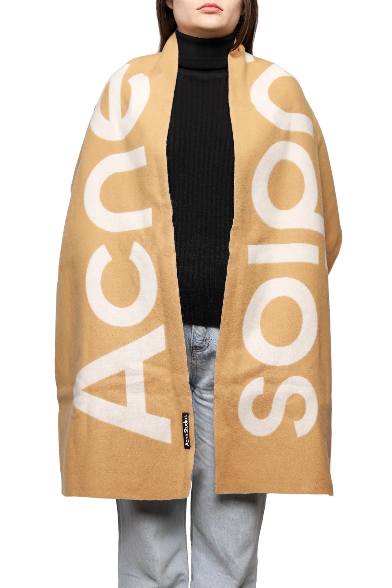 Acne Studios Toronty Logo Scarf Brown/White