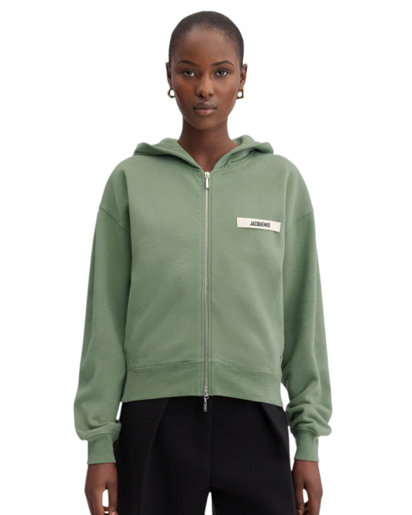 Jacquemus Gros Grain Zipped Hoodie Light Green