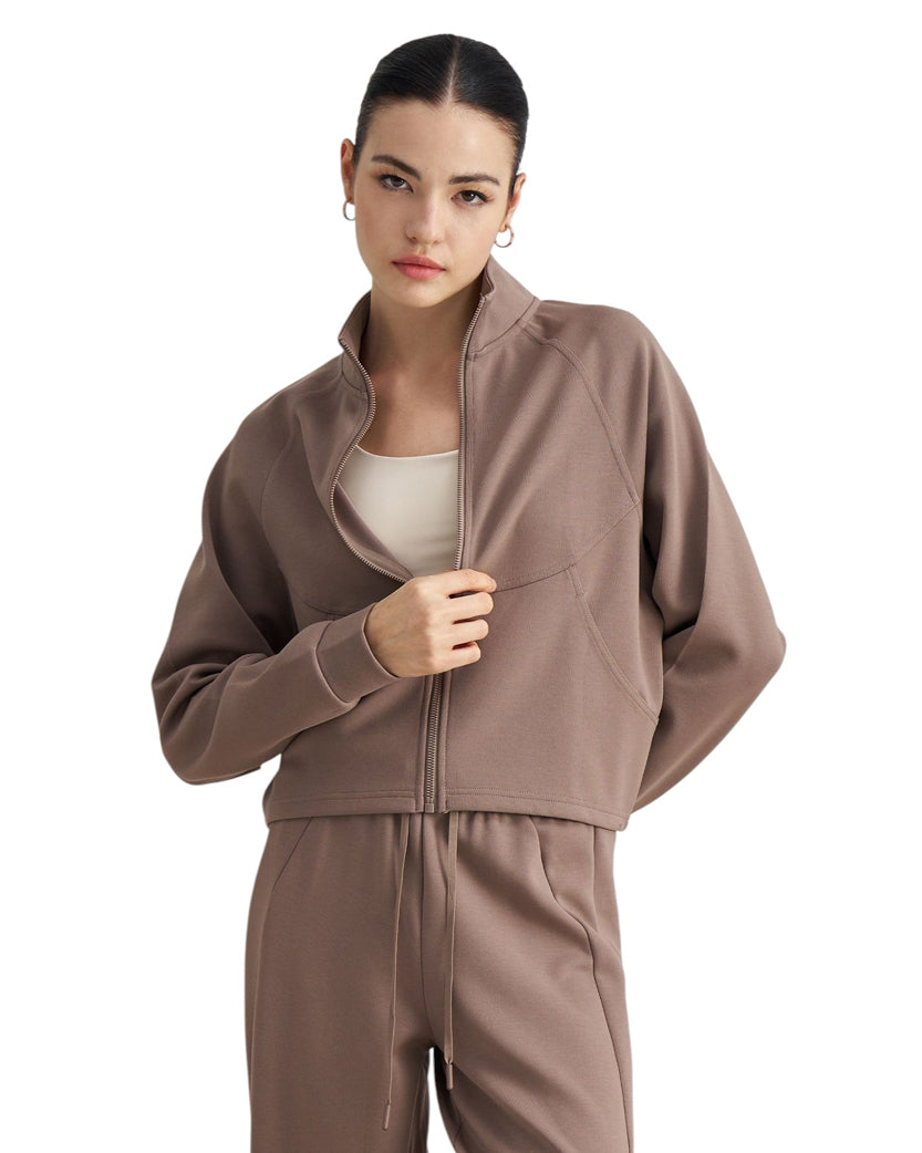 Alo Yoga Flow Zip Jacket Mocha Brown