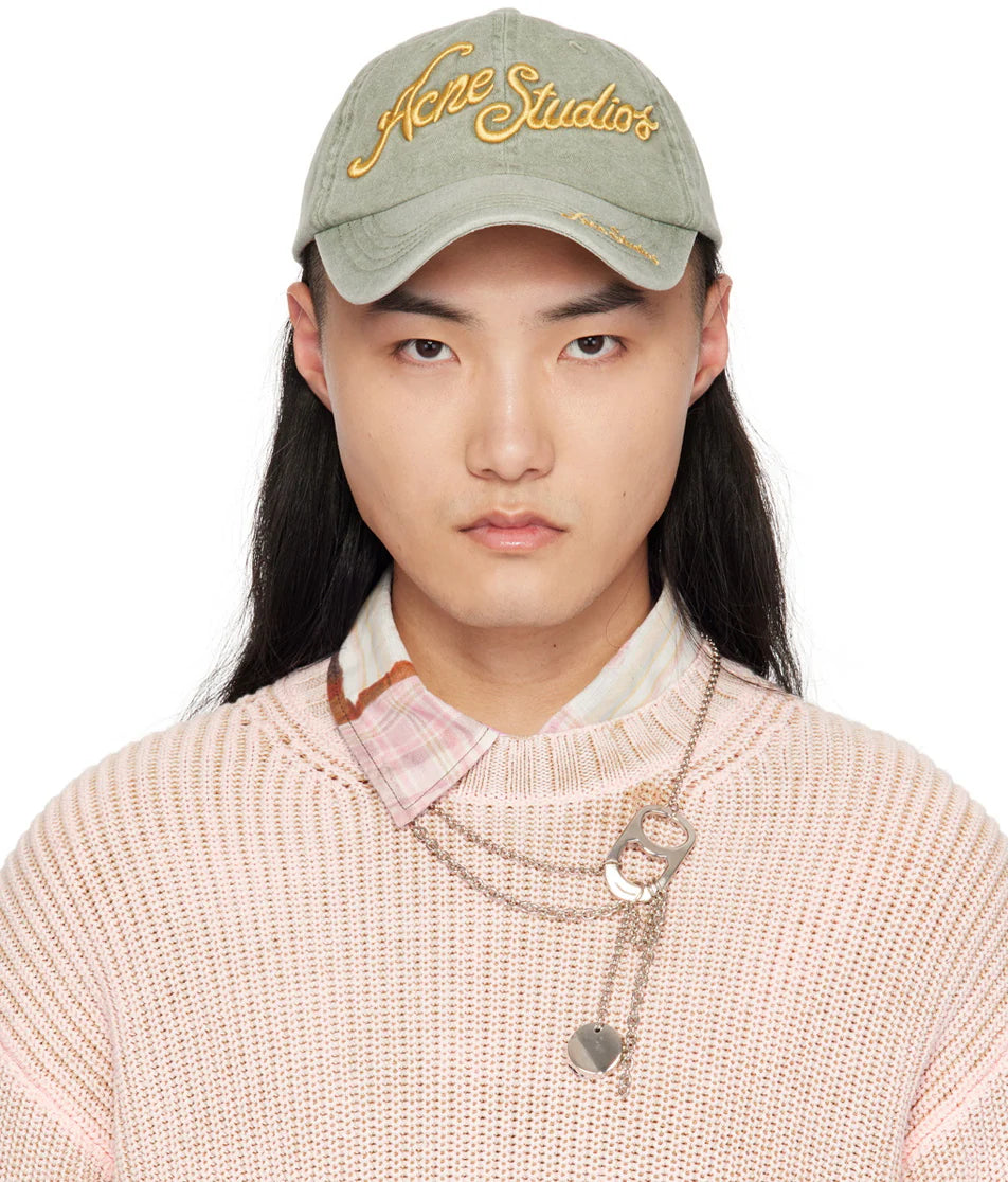 Acne Studios Logo Baseball Cap Faded Green