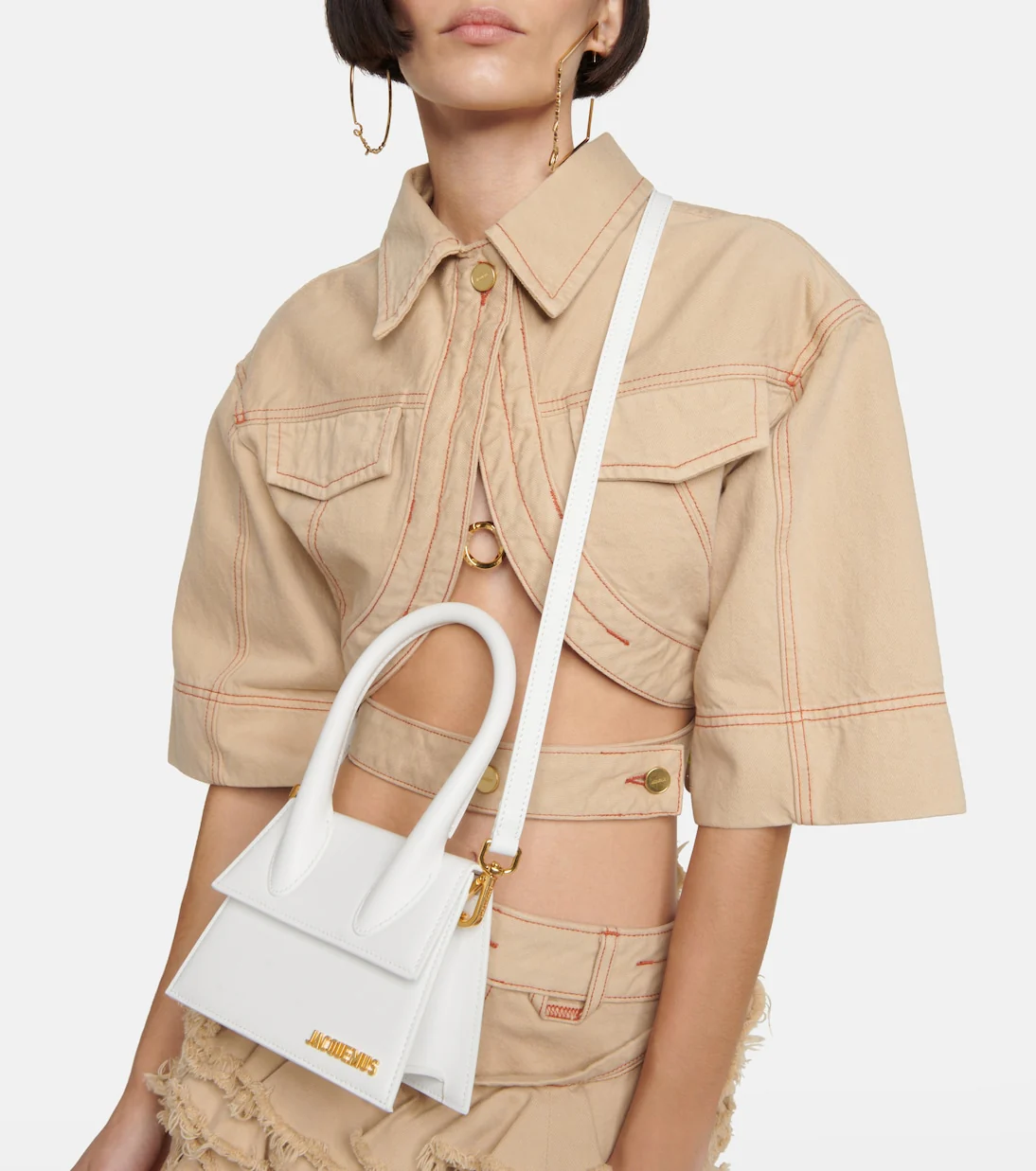 Jacquemus Le Chiquito Medium leather bag White