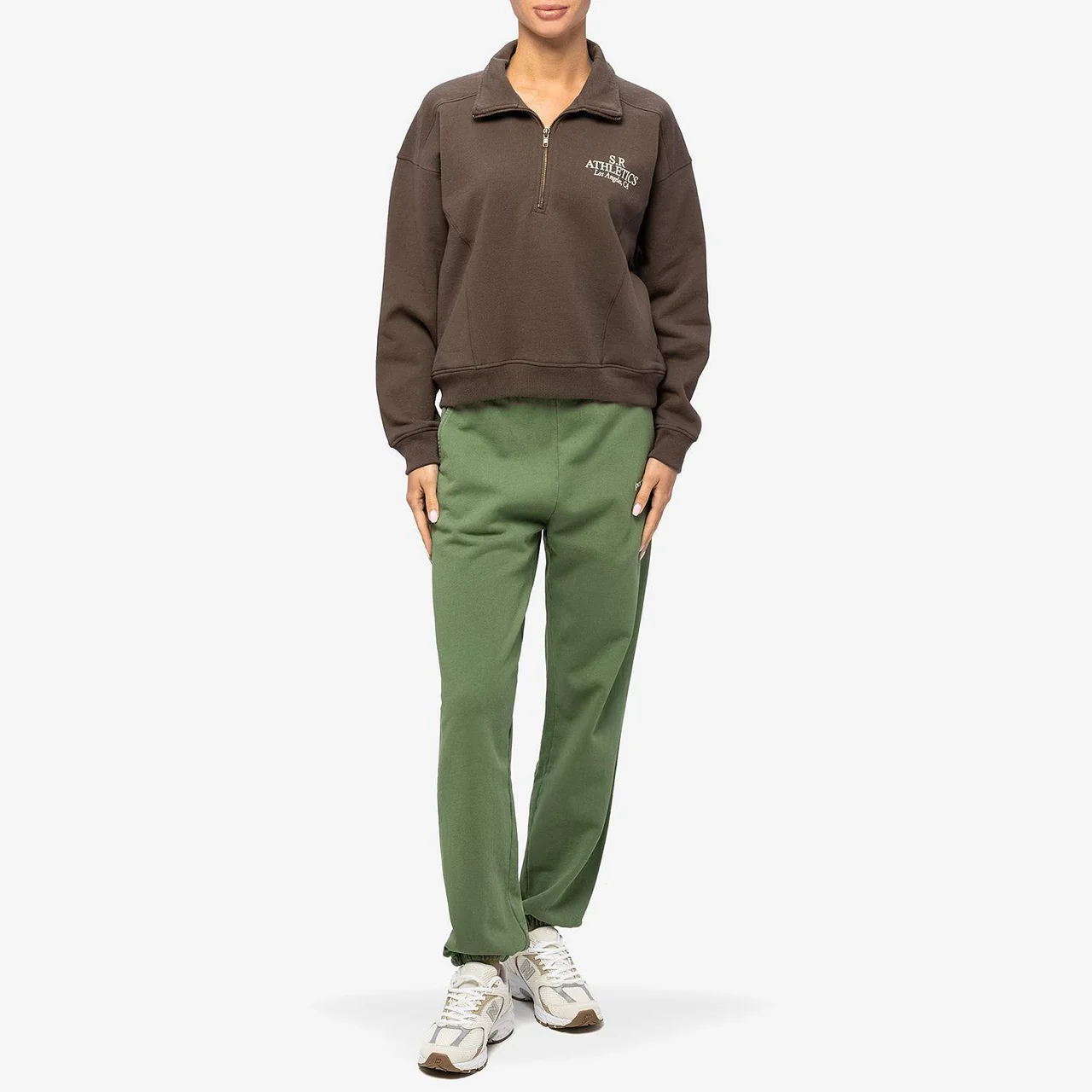 Sporty & Rich SR Athletics Quarter Zip Sweatshirt Chocolate