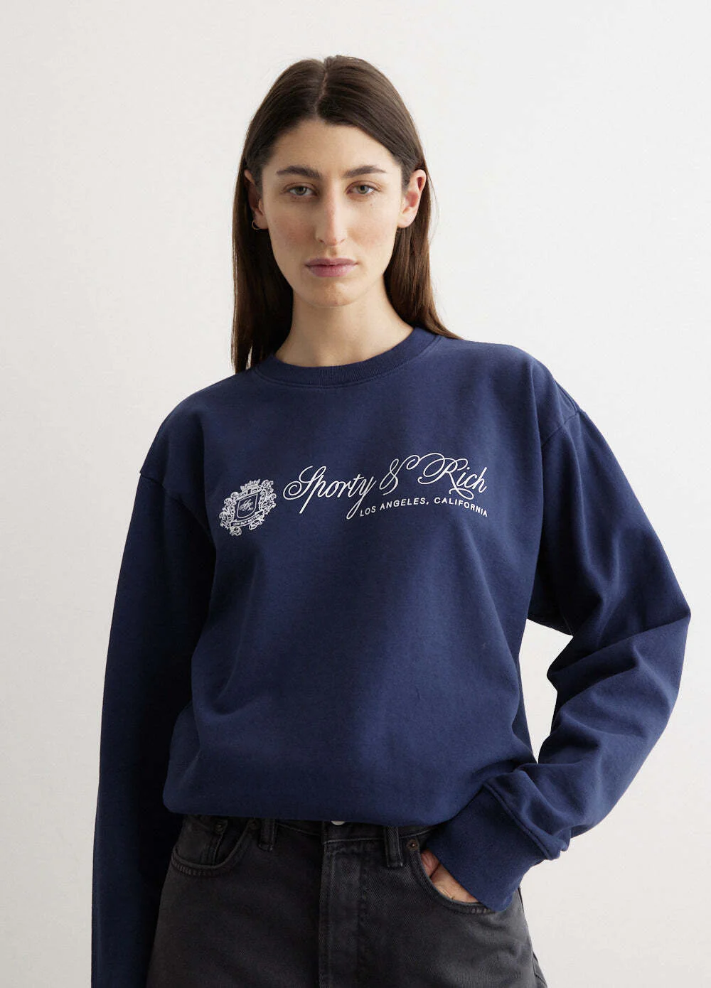 Sporty & Rich Regal Crewneck Sweatshirt Navy