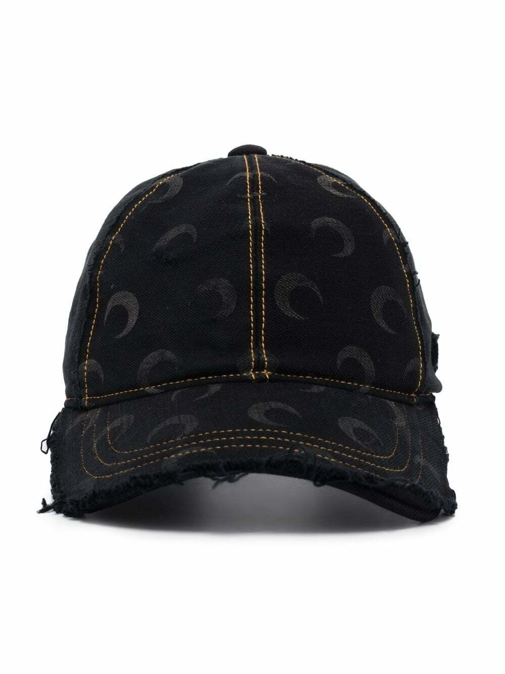Marine Serre distressed Crescent Moon-print cap Black