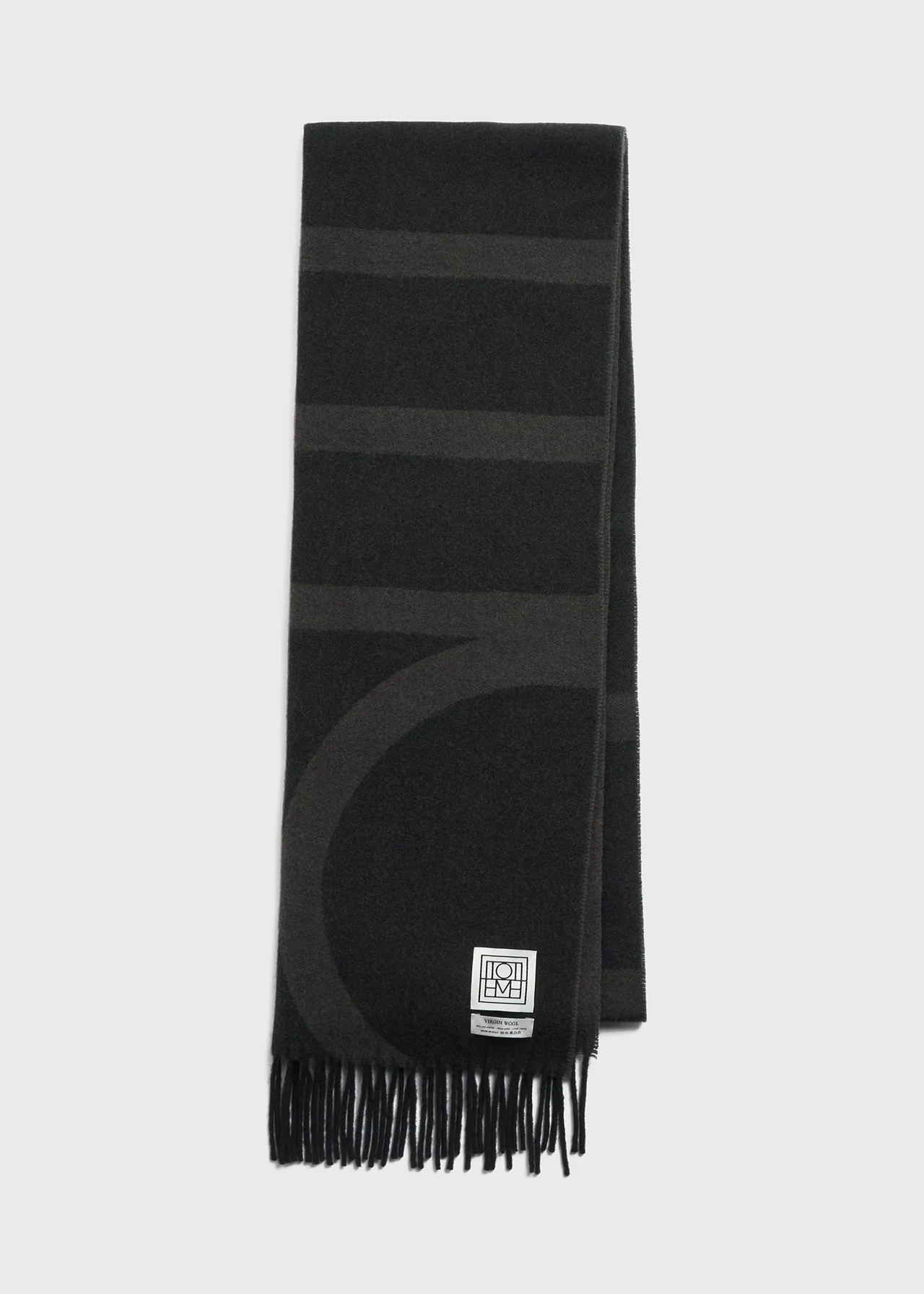 Toteme Monogram Jacquard Wool Scarf Charcoal Melange