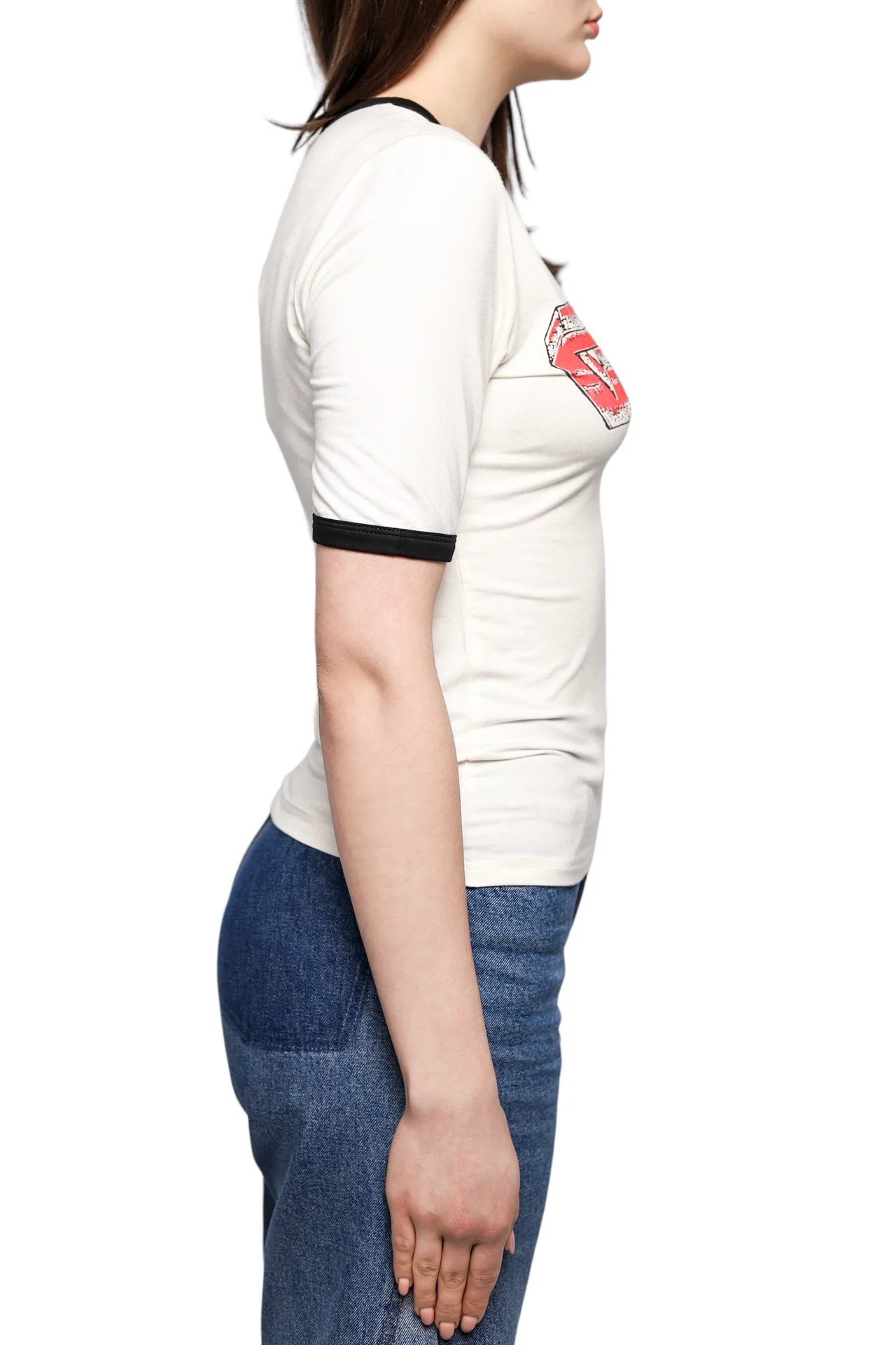 GANNI Fitted T-Shirt Egret