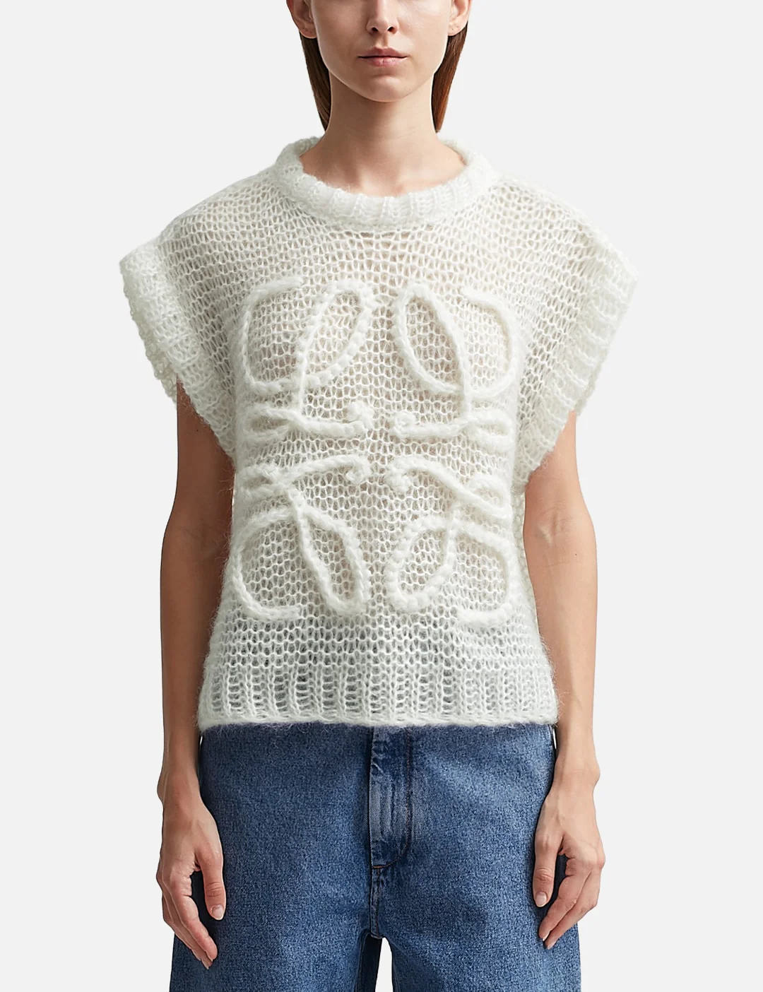 Loewe Anagram Vest In Mohair Soft White