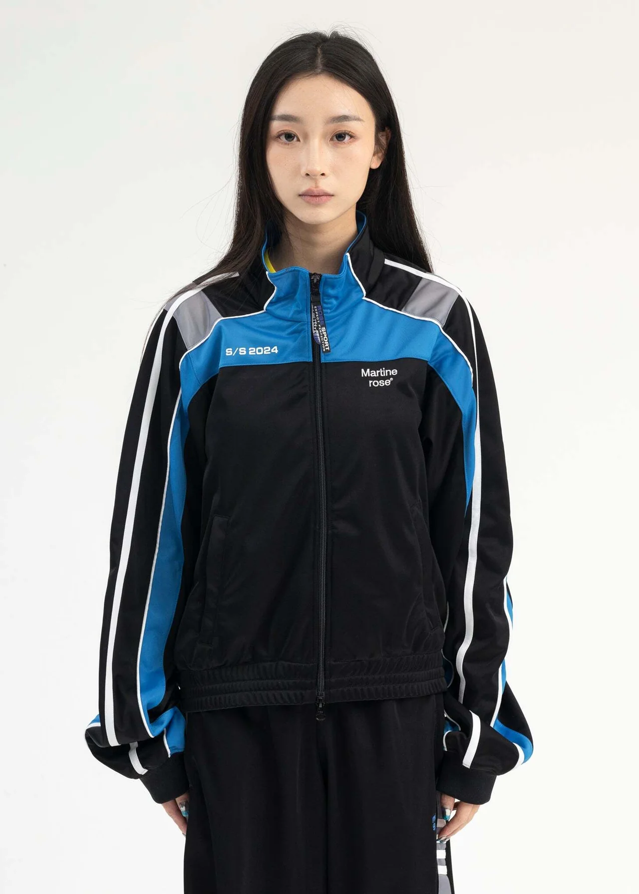 Martine Rose Shrunken Track Jacket Black/Blue