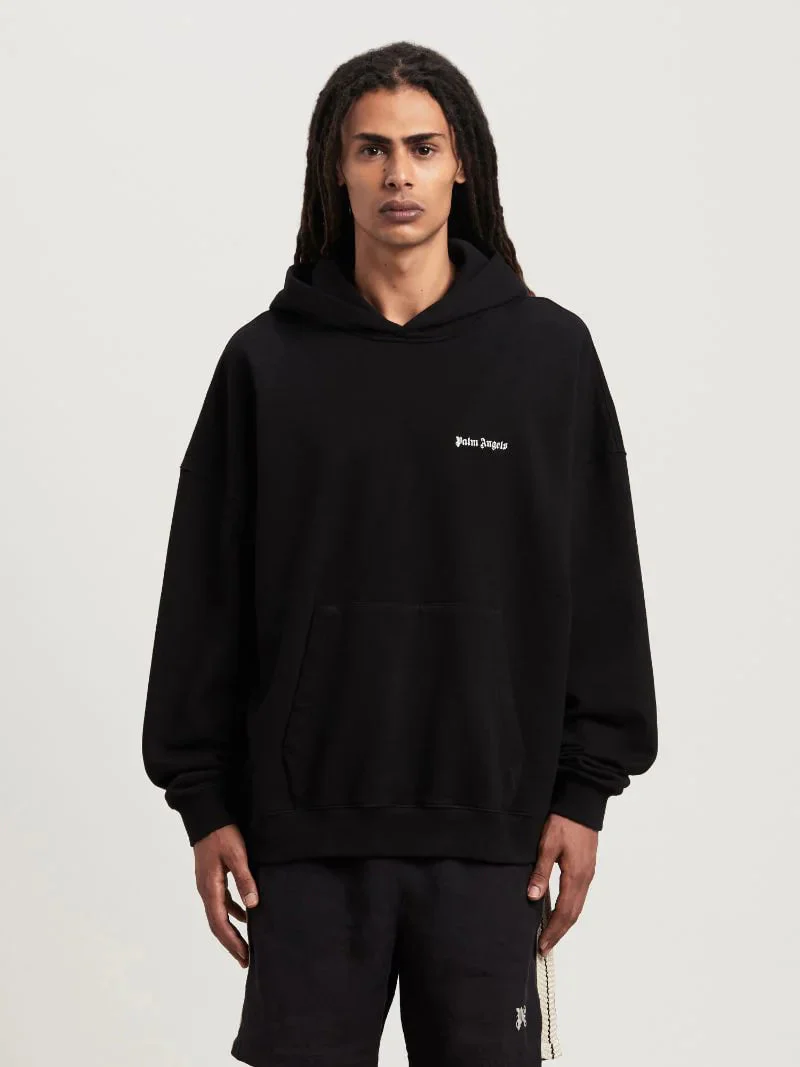 Palm Angels Embroidered Logo Hoodie Black