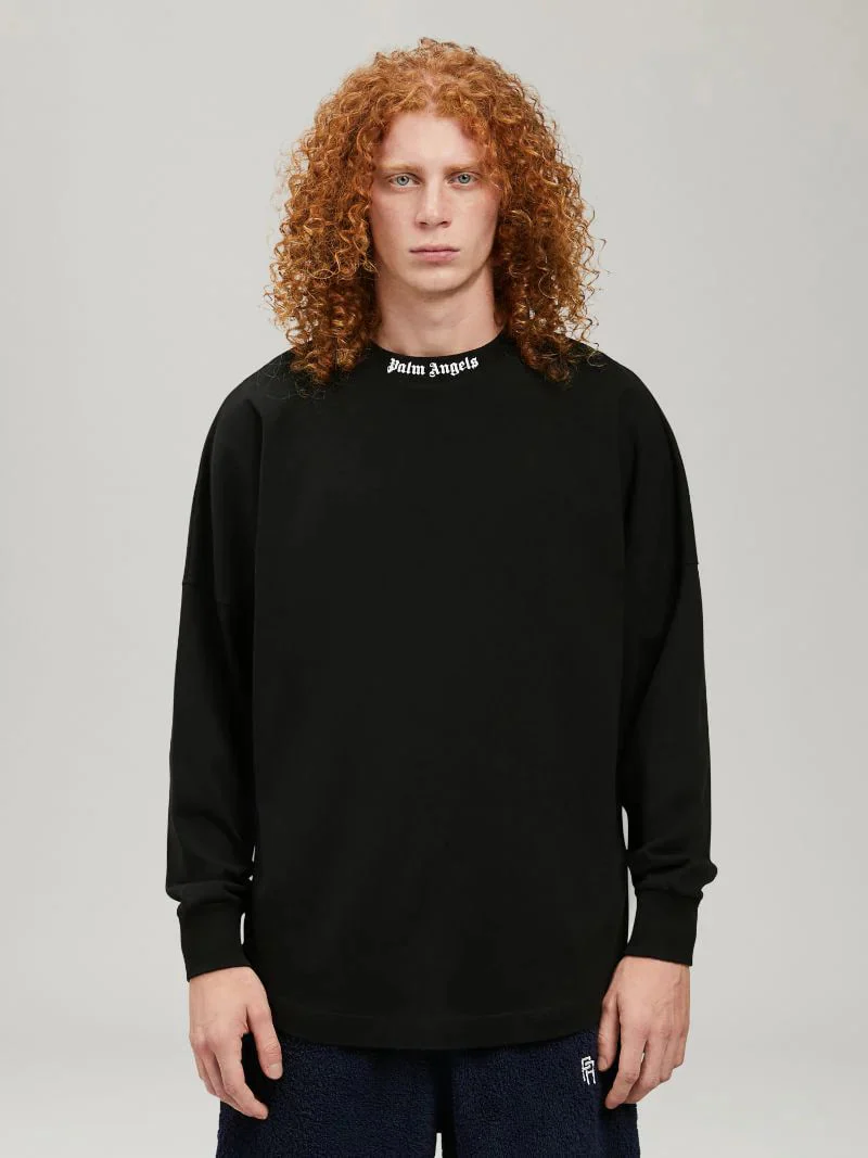 Palm Angels Logo-Print Long Sleeve T-Shirt Black