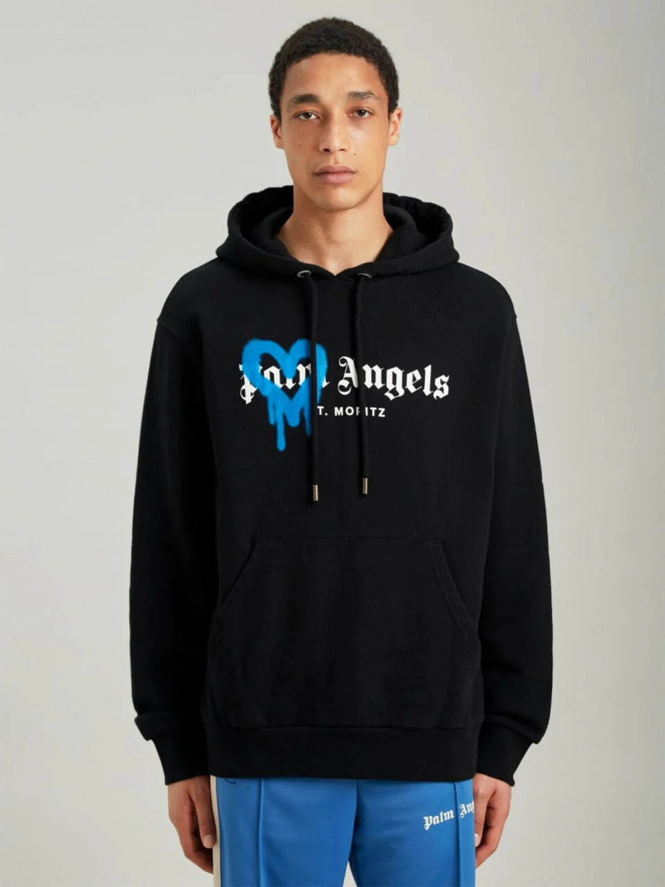 Palm Angels St Moritz Heart Spray Hoodie Black/Blue