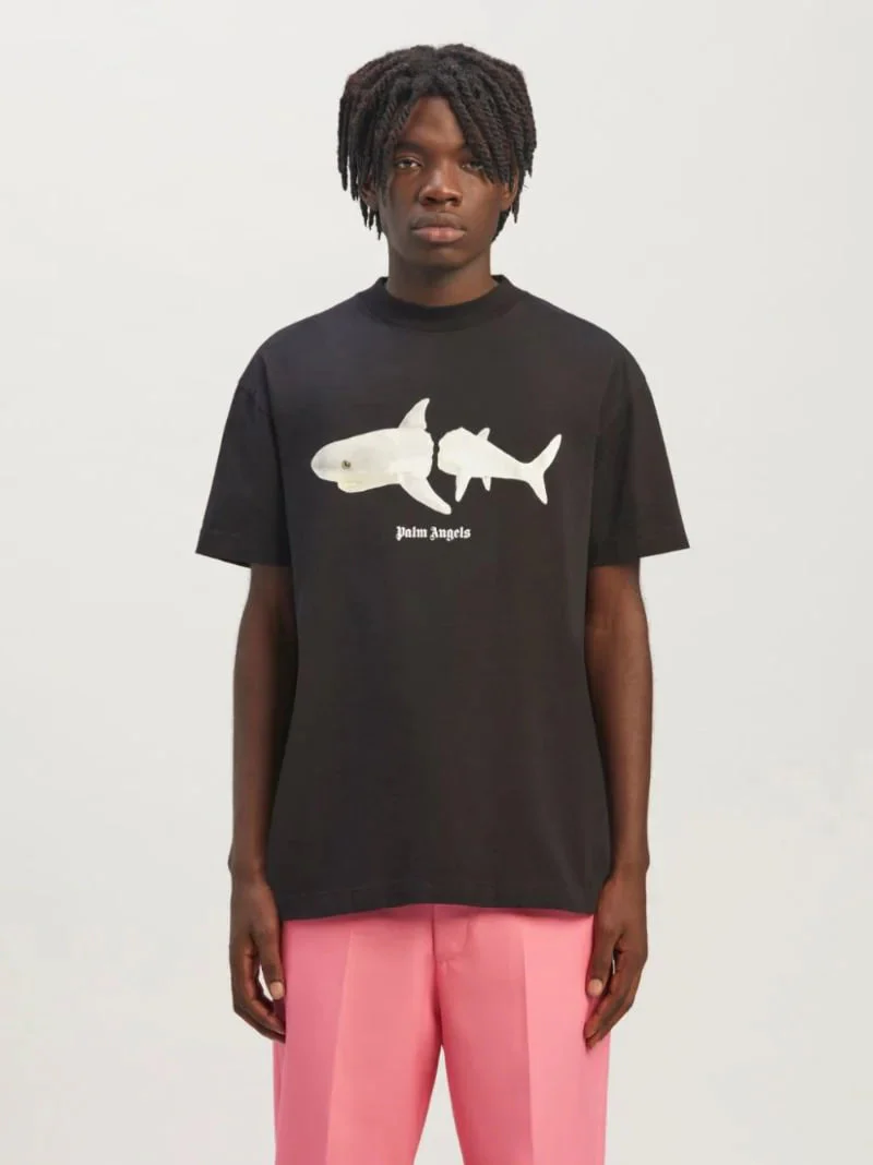 Palm Angels White Shark Classic Tee Black