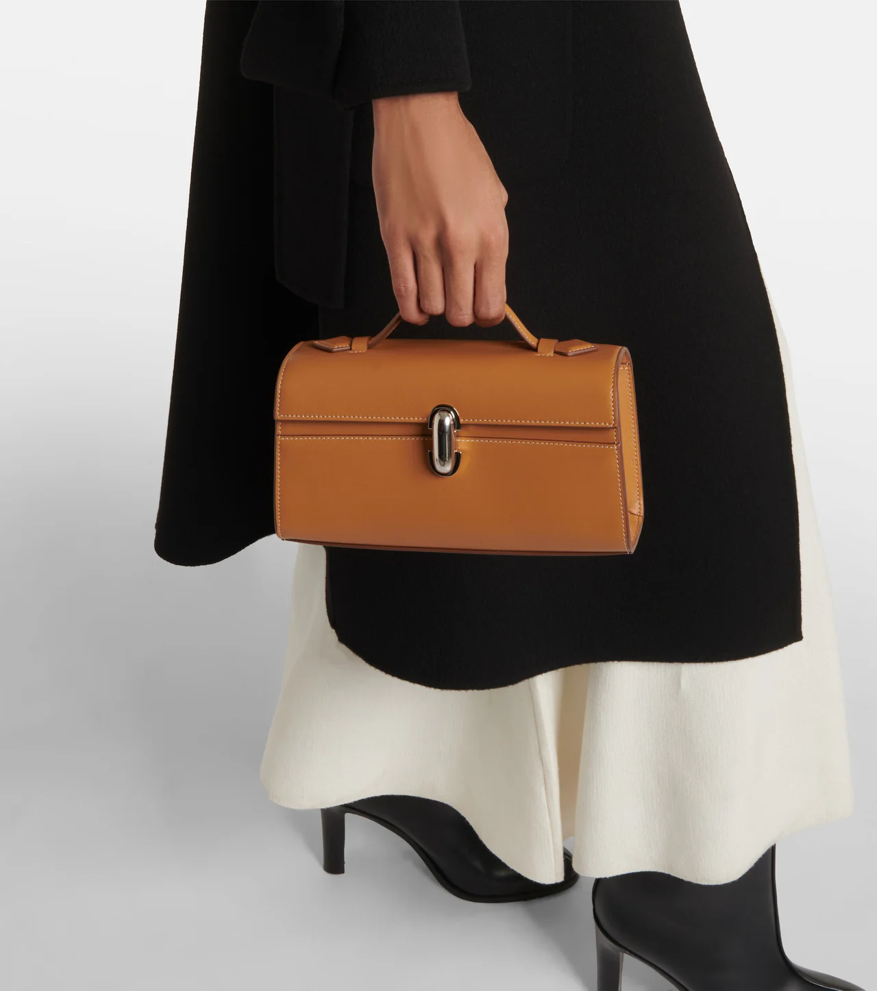 Savette Symmetry Pochette Leather Tote Bag Saddle