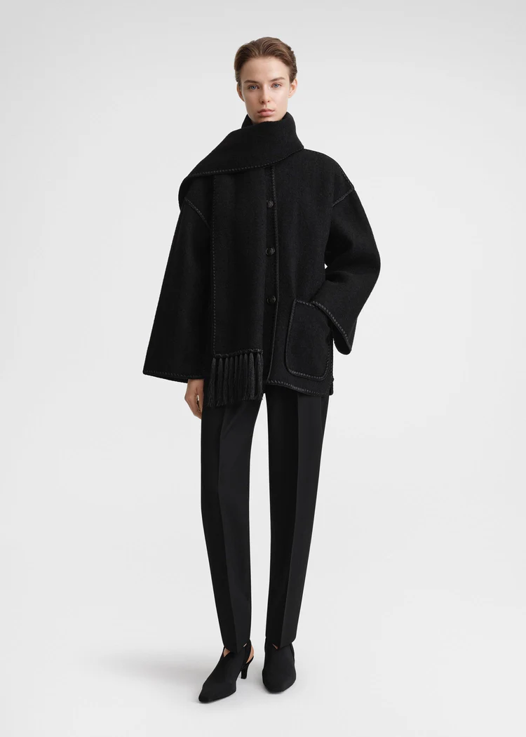 Toteme Embroidered Scarf Jacket Black