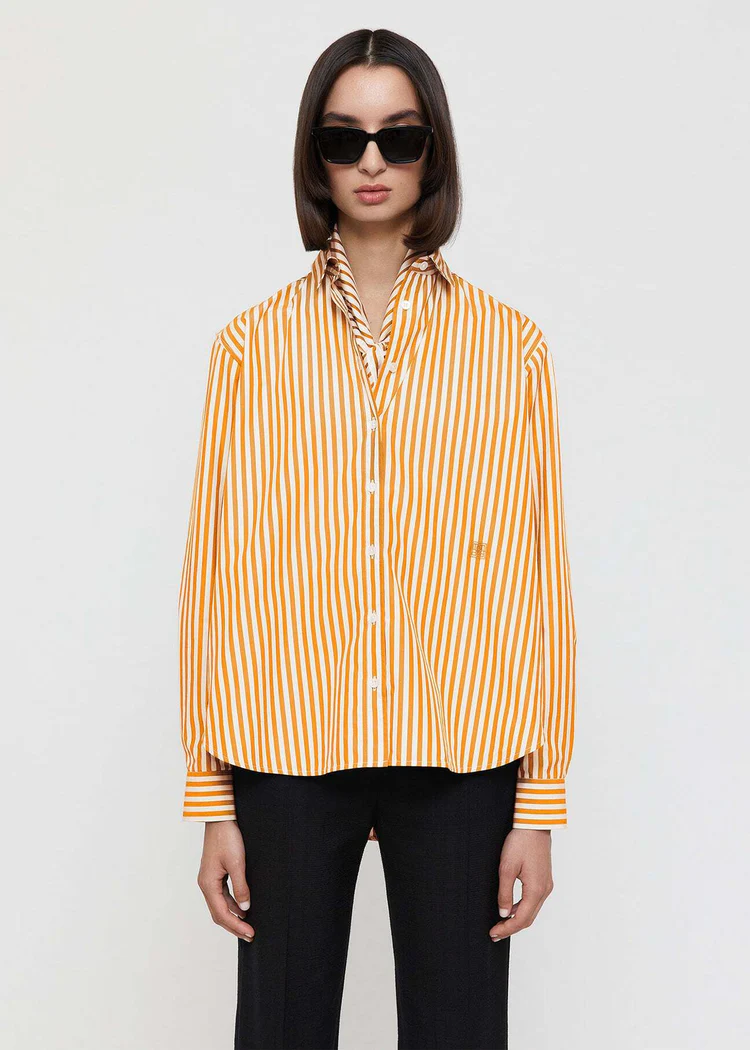 Toteme Signature Cotton Shirt Orange Stripe