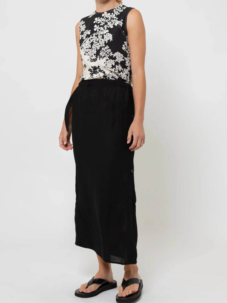 Toteme Side Button Drawstring Skirt Black