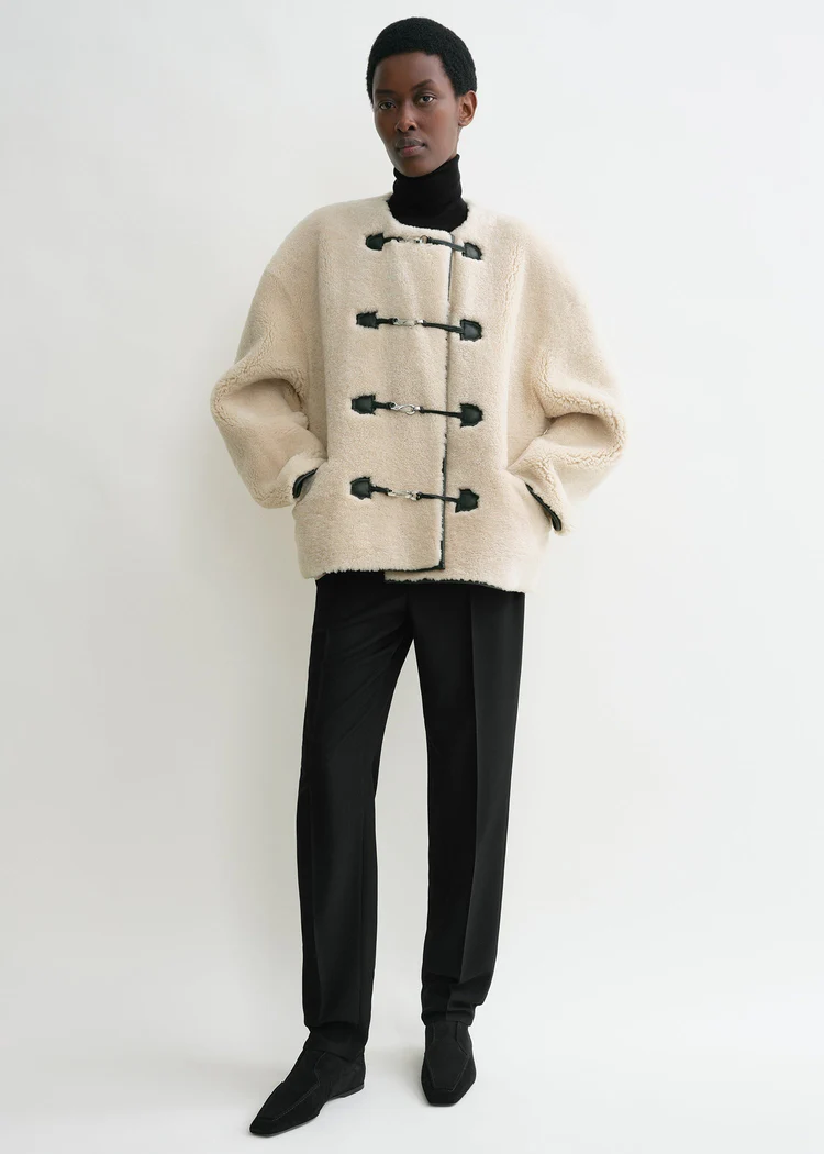 Toteme Teddy Shearling Clasp Jacket Off-white