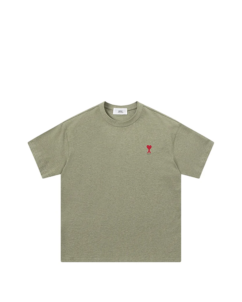 AMI Paris Ami De Coeur Small Logo T-Shirt Heather Green