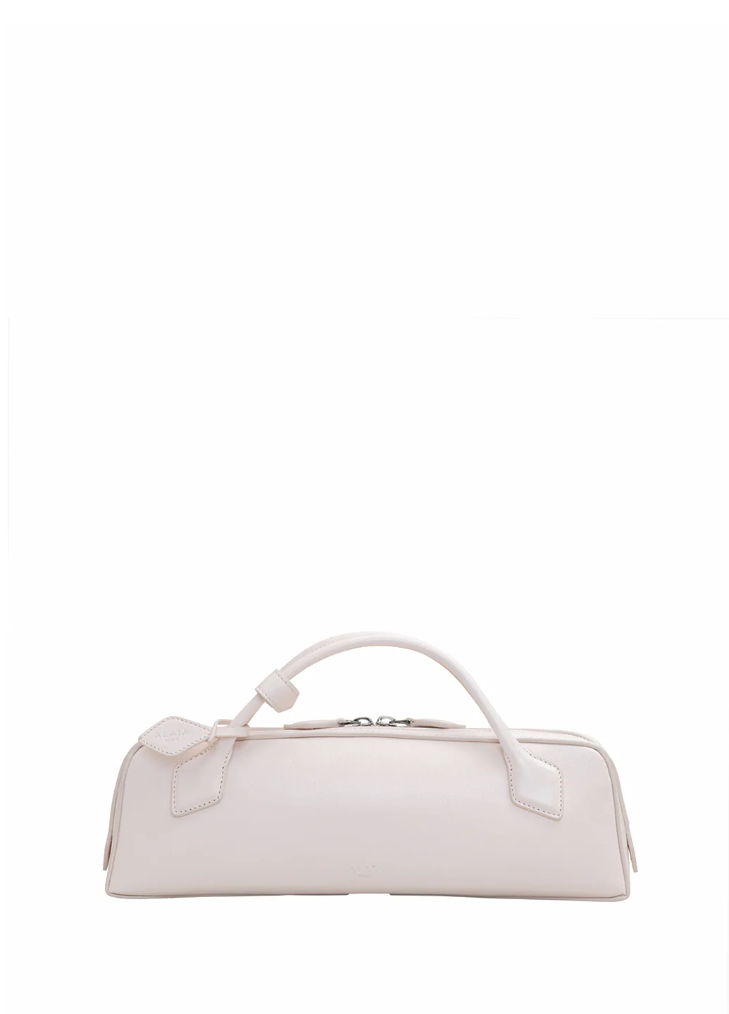 ALAIA Le Teckel Clutch In Shiny Goatskin White