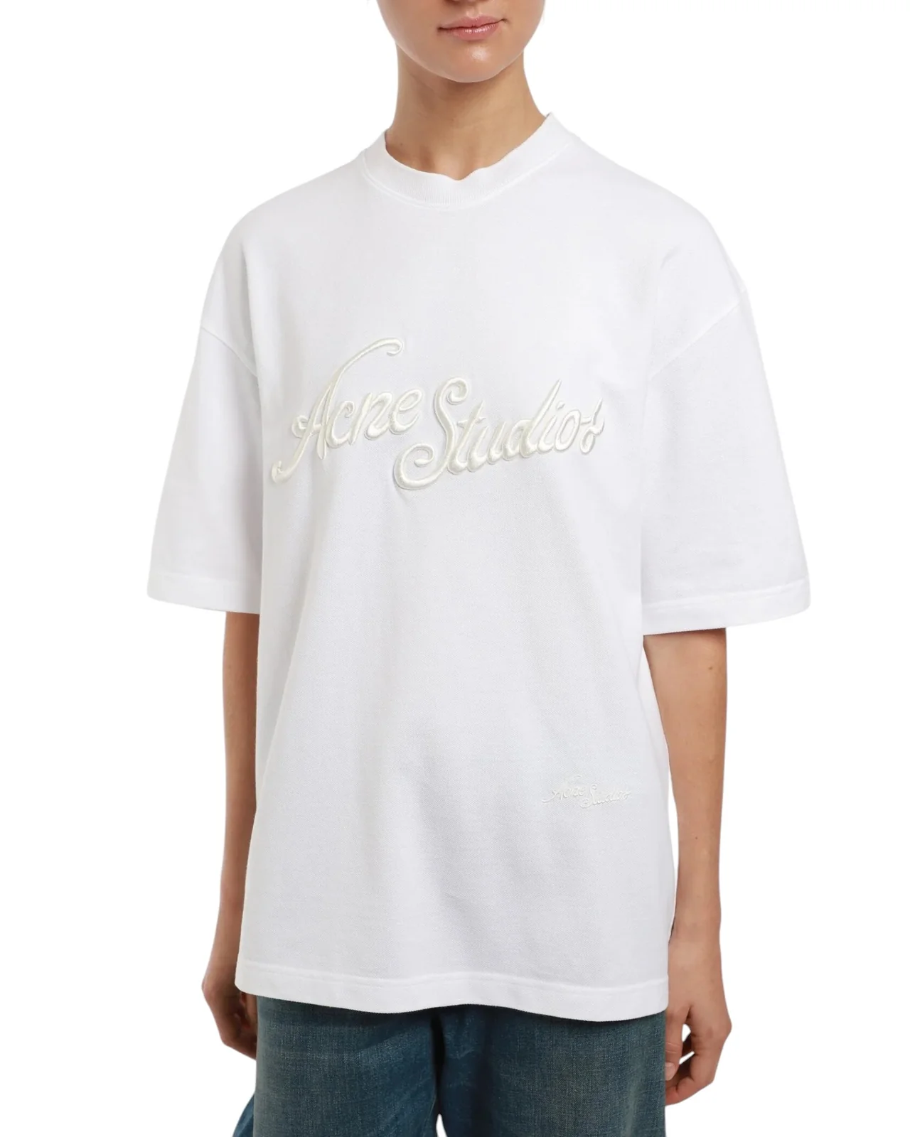Acne Studios Exford Tourist Logo T-Shirt Optic White