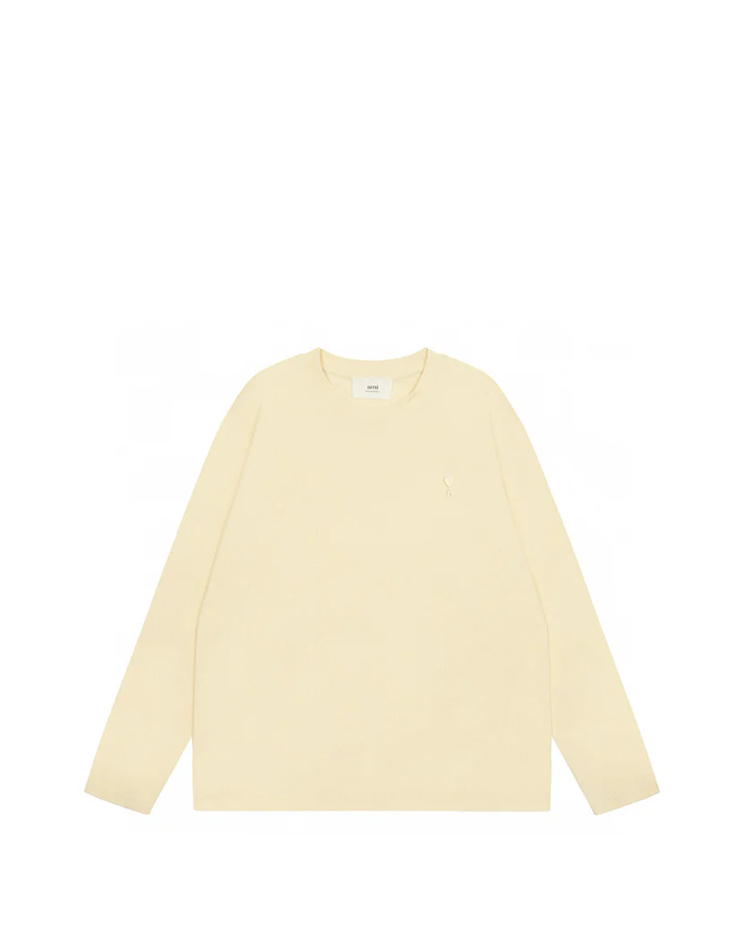 AMI Paris Ami De Coeur Tonal Small Heart Long Sleeve Yellow