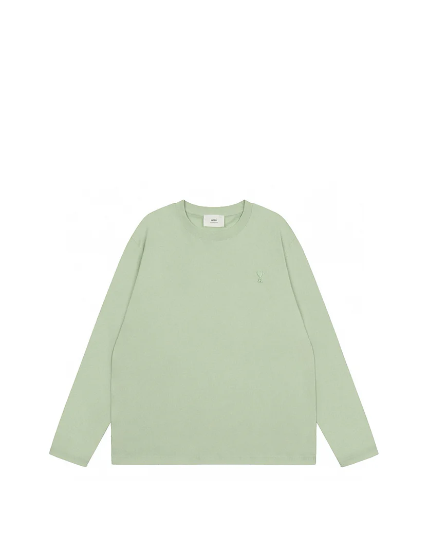 AMI Paris Ami De Coeur Tonal Small Heart Long Sleeve Light Green