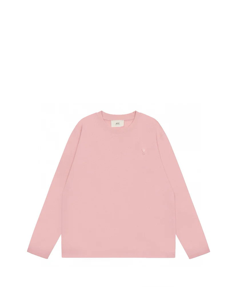 AMI Paris Ami De Coeur Tonal Small Heart Long Sleeve Light Pink
