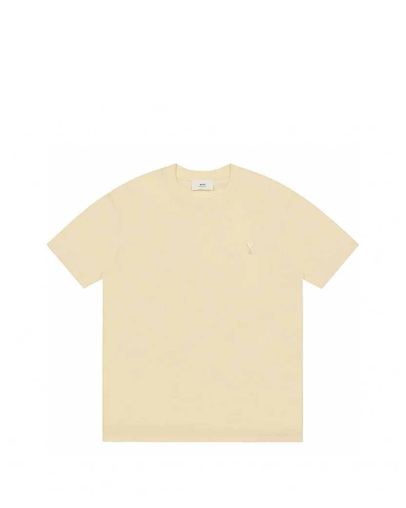 AMI Paris Ami De Coeur Tonal Small Heart T-Shirt Yellow