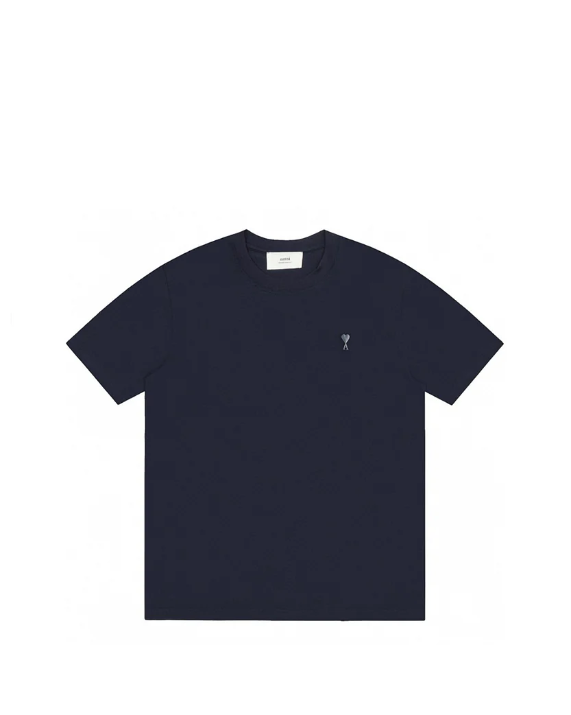 AMI Paris Ami De Coeur Tonal Small Heart T-Shirt Navy Blue