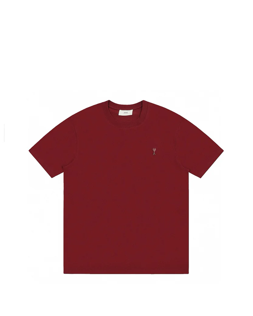 AMI Paris Ami De Coeur Tonal Small Heart T-Shirt Burgundy