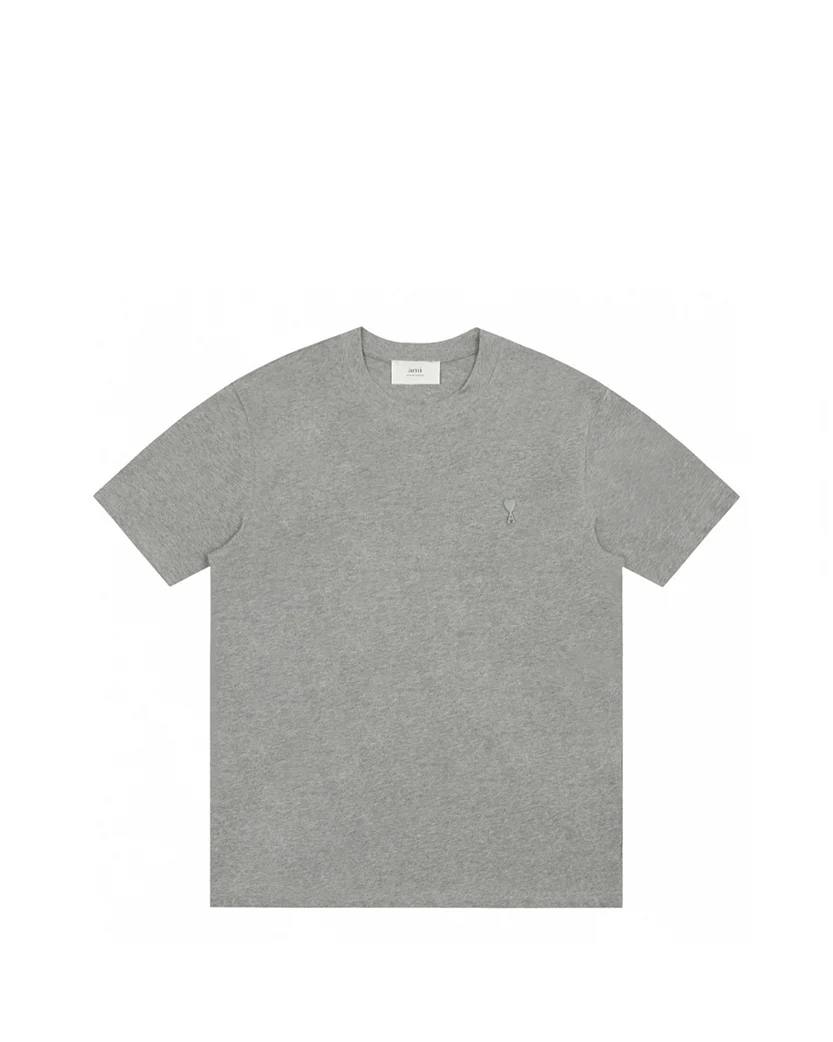 AMI Paris Ami De Coeur Tonal Small Heart T-Shirt Heather Grey
