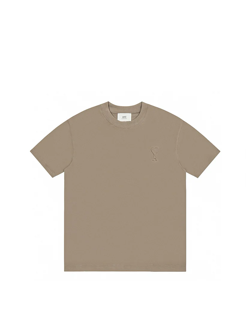 AMI Paris Ami De Coeur Embossed Heart T-Shirt Brown