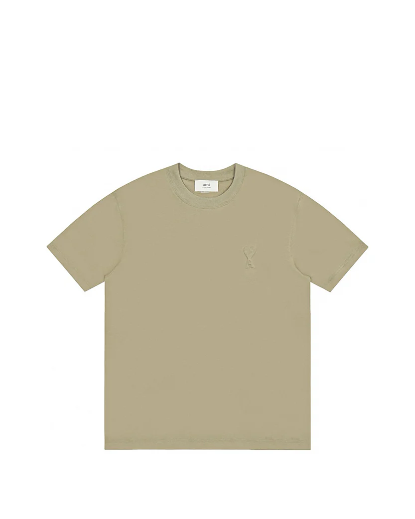 AMI Paris Ami De Coeur Embossed Heart T-Shirt Khaki