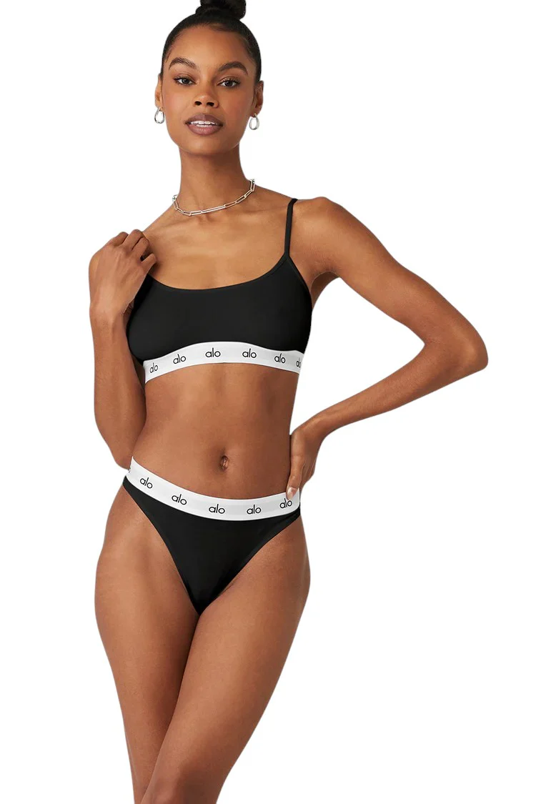 Alo Yoga Icon Cami Bra and Thong Black