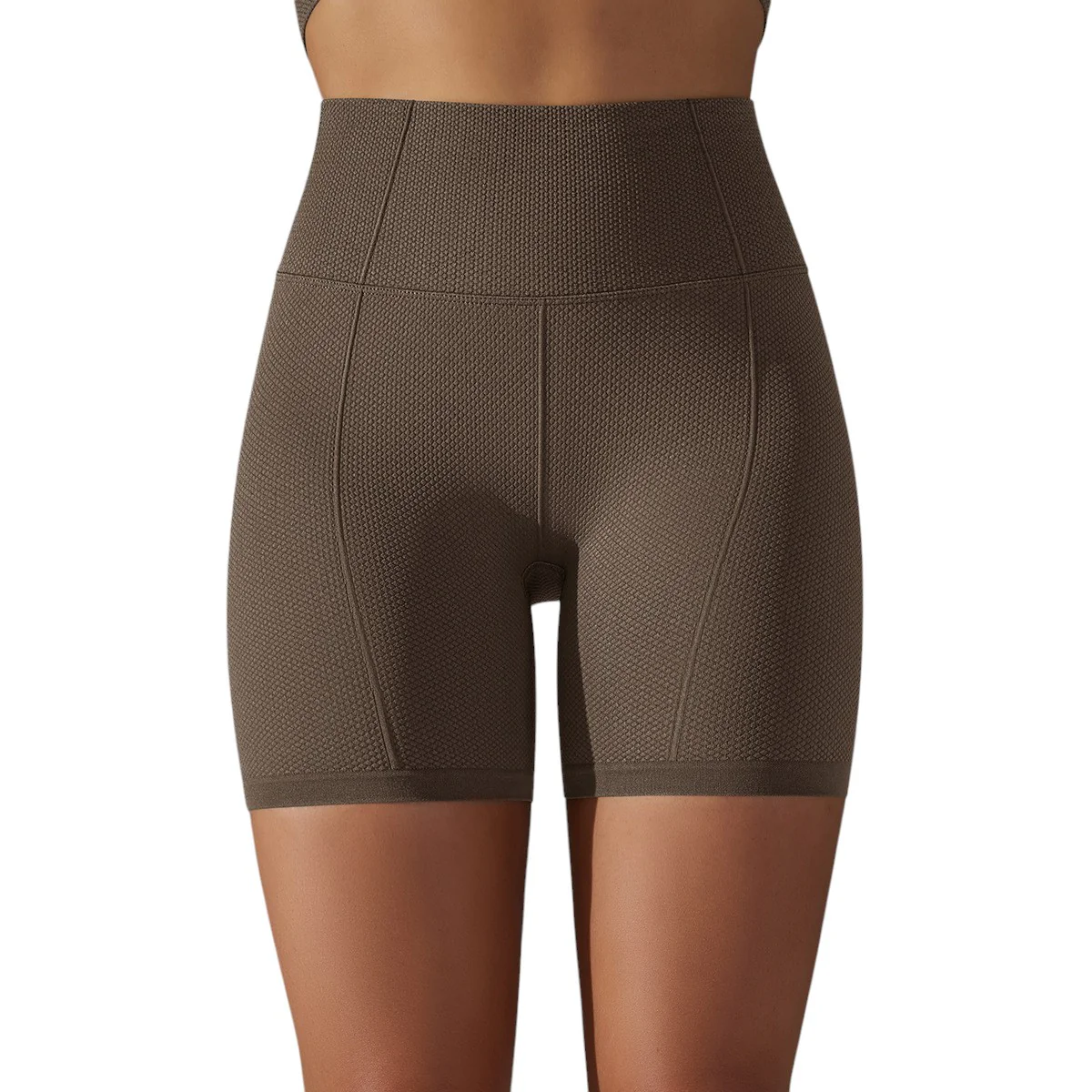 Alo Yoga Tight Fit Sports Shorts Dark Coffee