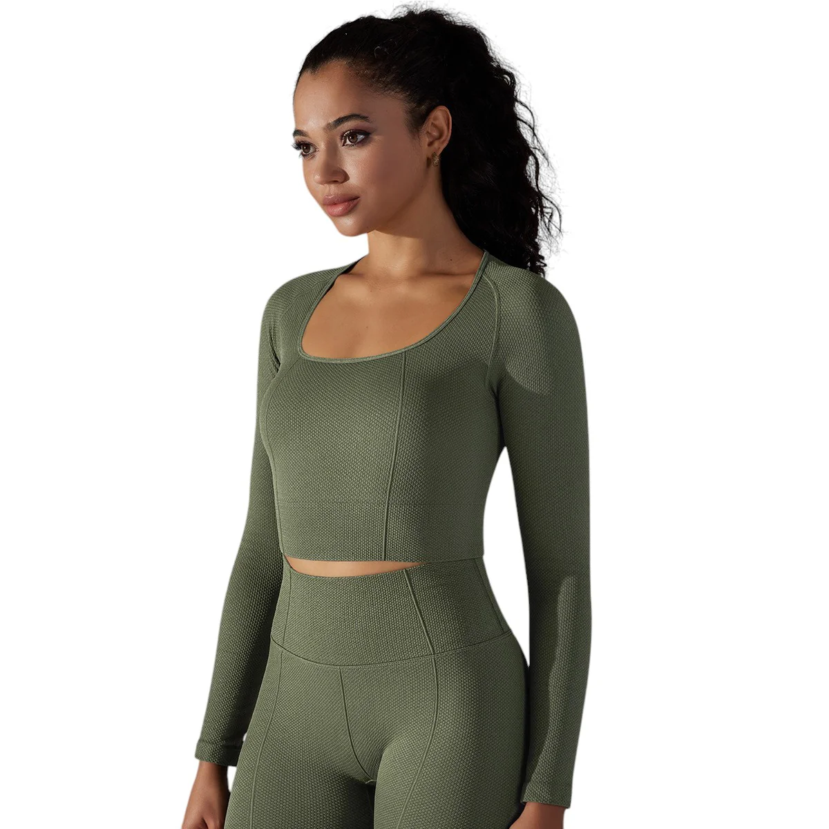 Alo Yoga Tight Fit Sports Long Sleeve Olive