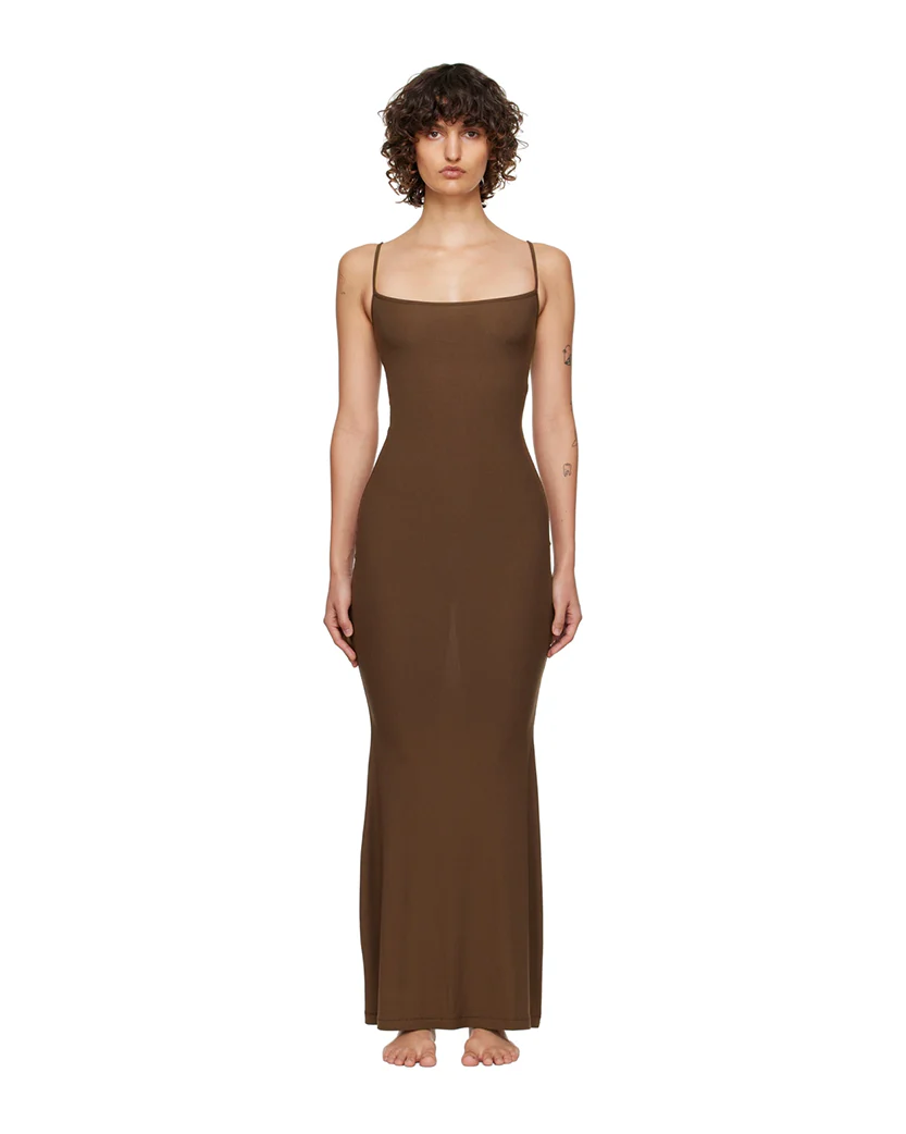 Skims Soft Lounge Long Slip Dress Cocoa