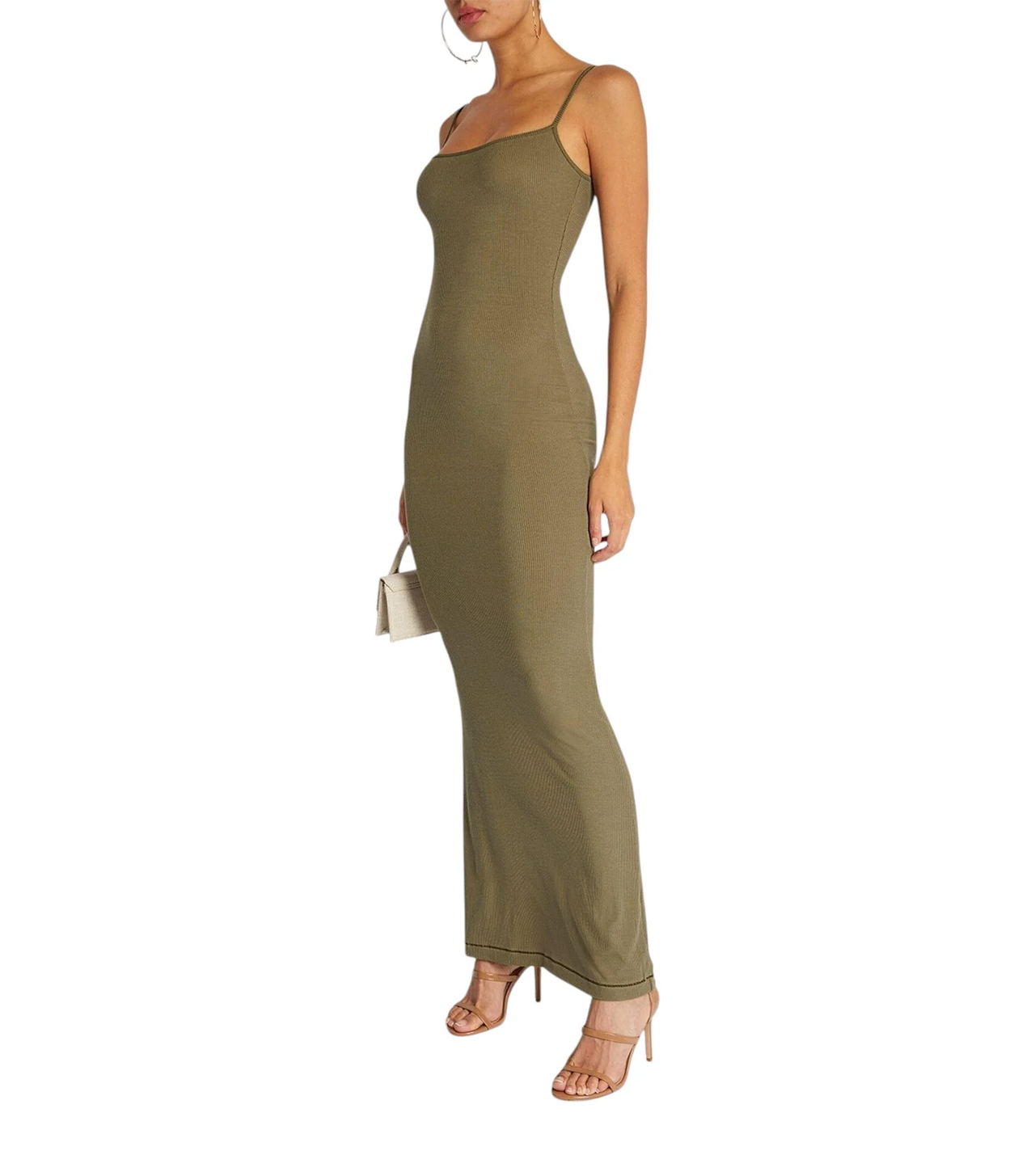 Skims Soft Lounge Long Slip Dress Military Green