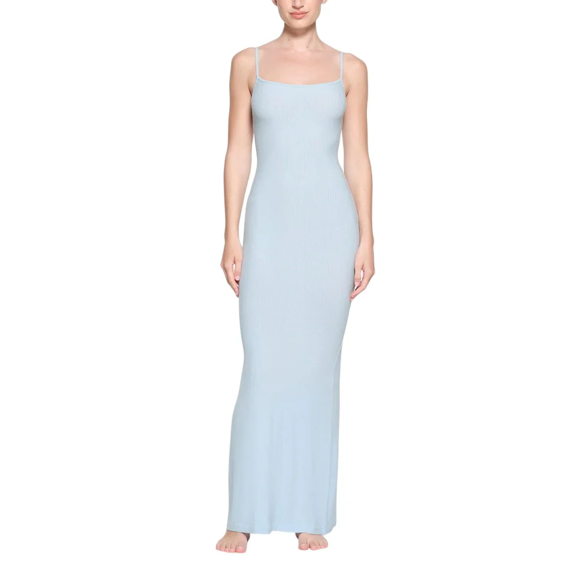 Skims Soft Lounge Long Slip Dress Sky Blue