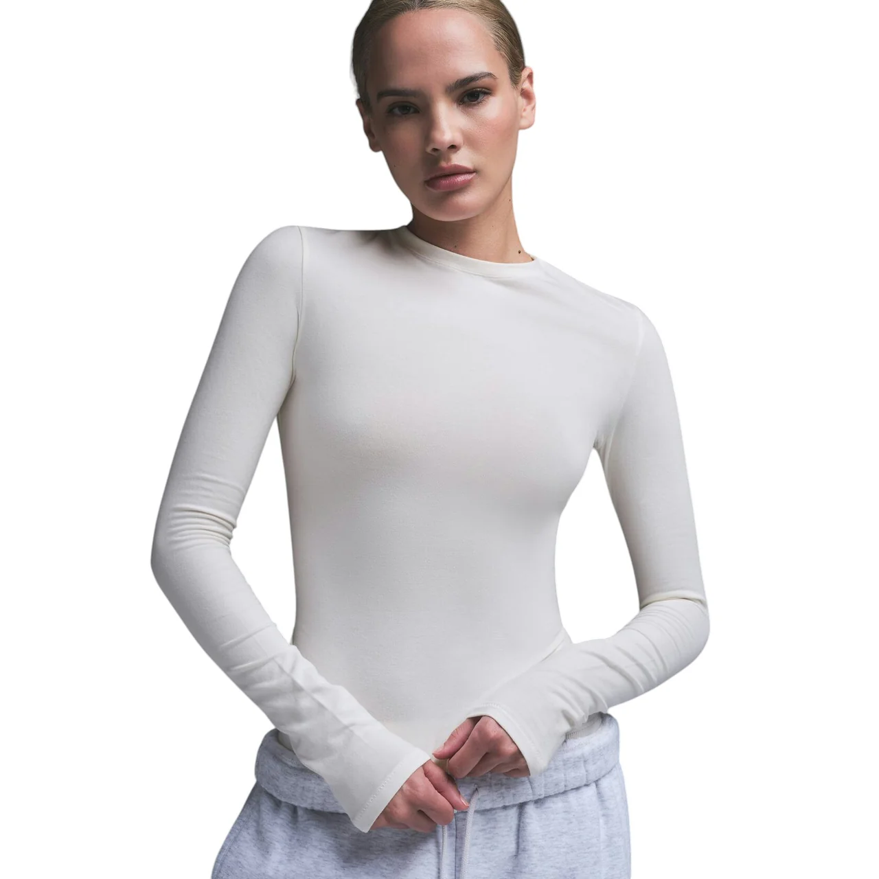 Skims Soft Smoothing Seamless Long Sleeve T-Shirt Marble