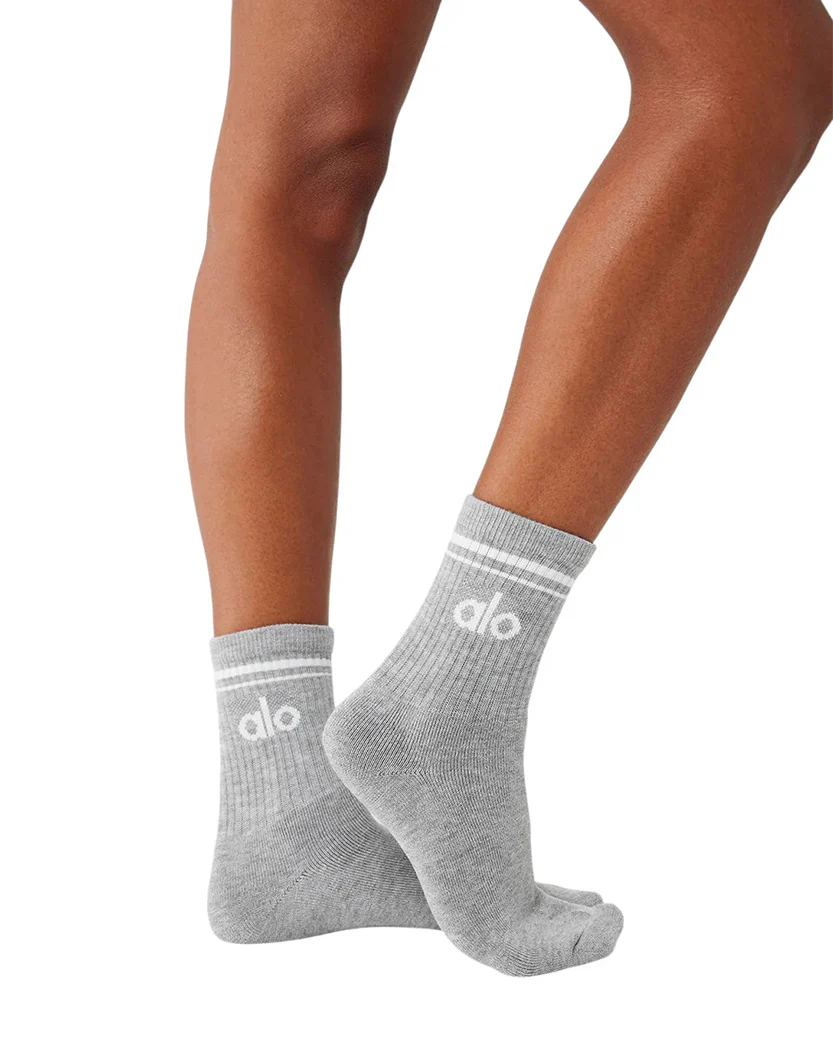 Alo Yoga Unisex Half-Crew Throwback Sock 3-Pairs Grey