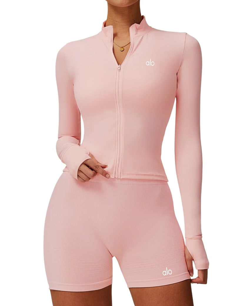 Alo Yoga Zipper Long Sleeve Pink