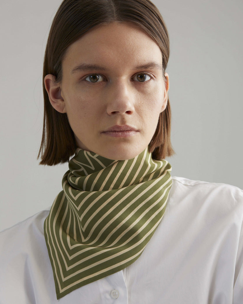 Toteme Signature Monogram Silk scarf Green