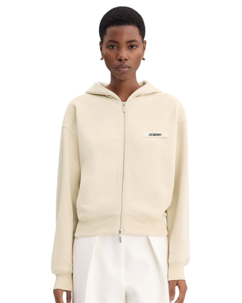 Jacquemus Gros Grain Zipped Hoodie Beige
