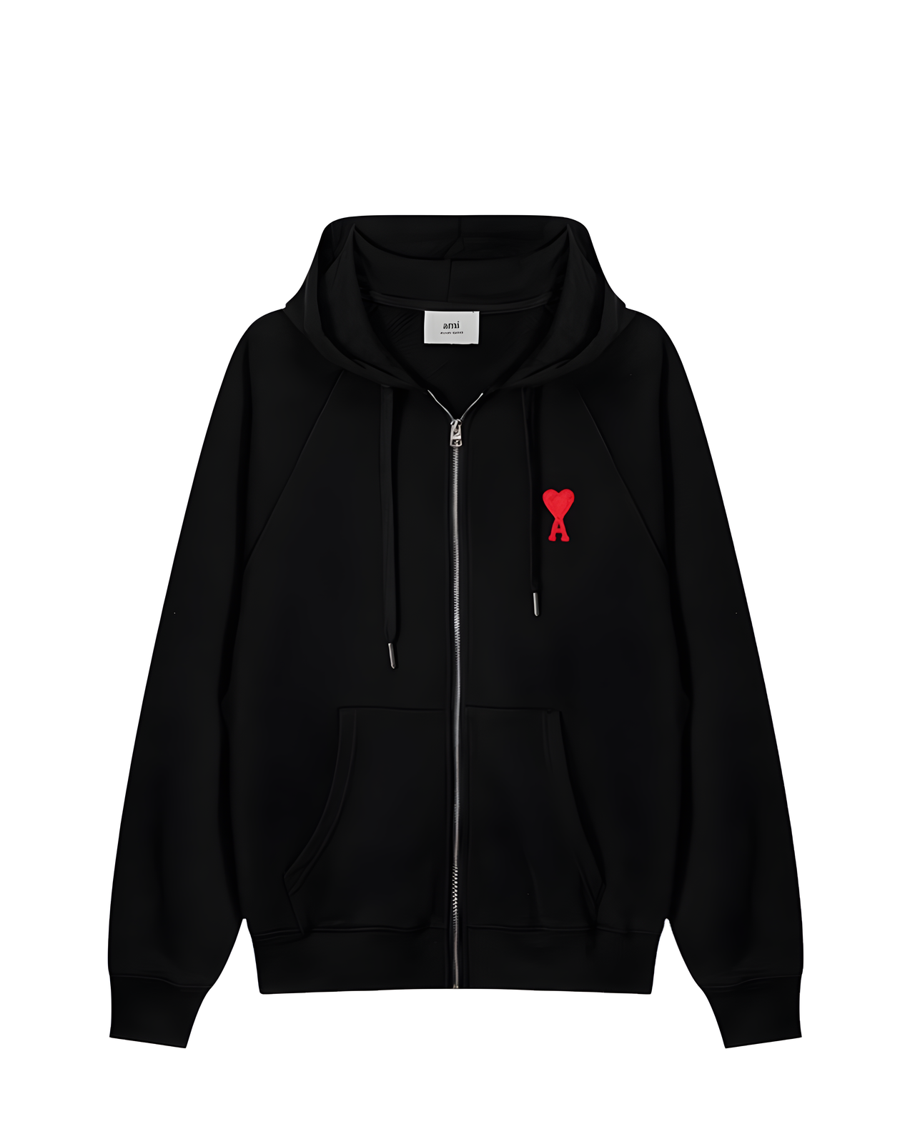 AMI Paris Ami De Coeur Zipped Hoodie Black