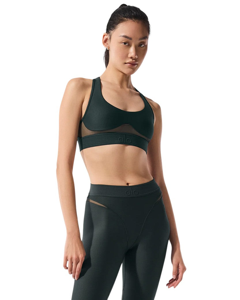 Alo Yoga Airlift Rebel Bra Charcoal Green