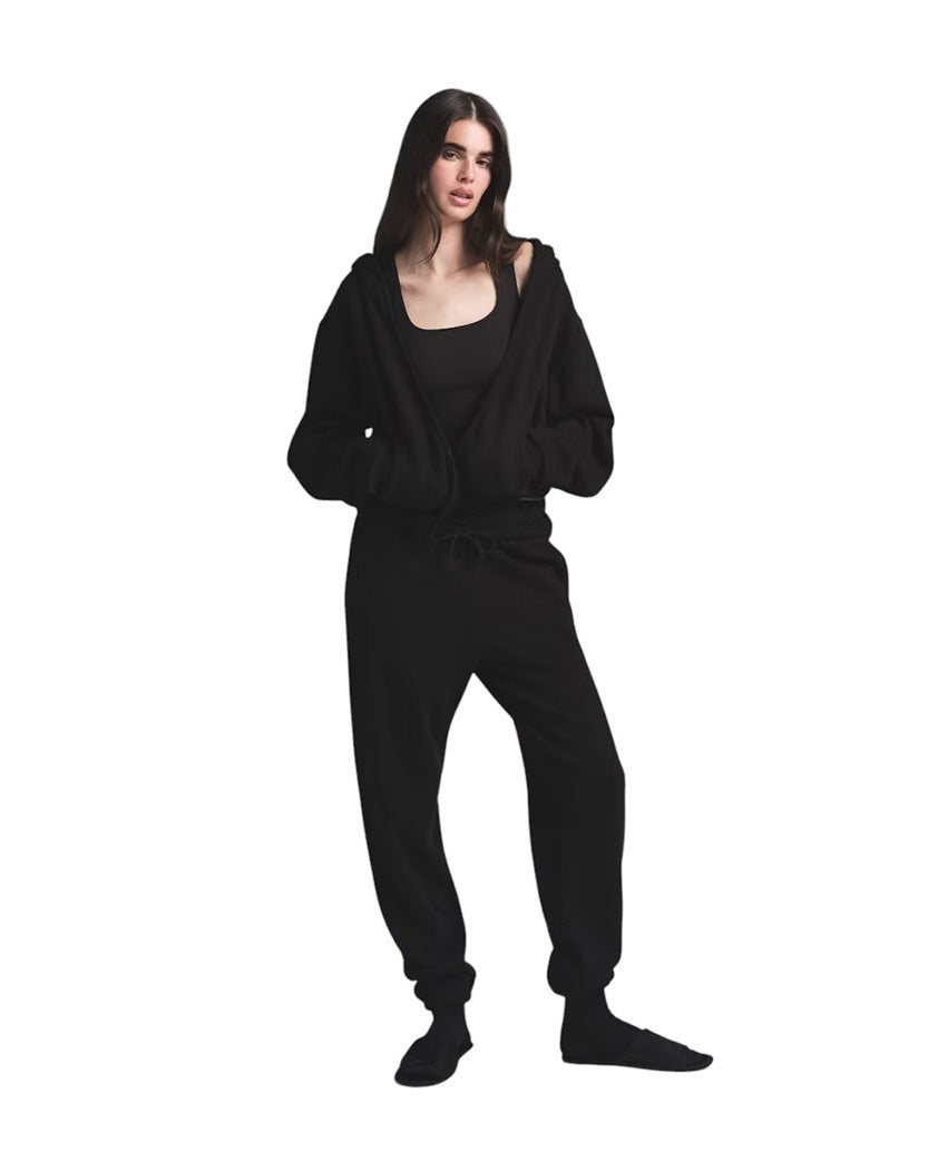 Skims Cotton Fleece Classic Zip Up Hoodie Black