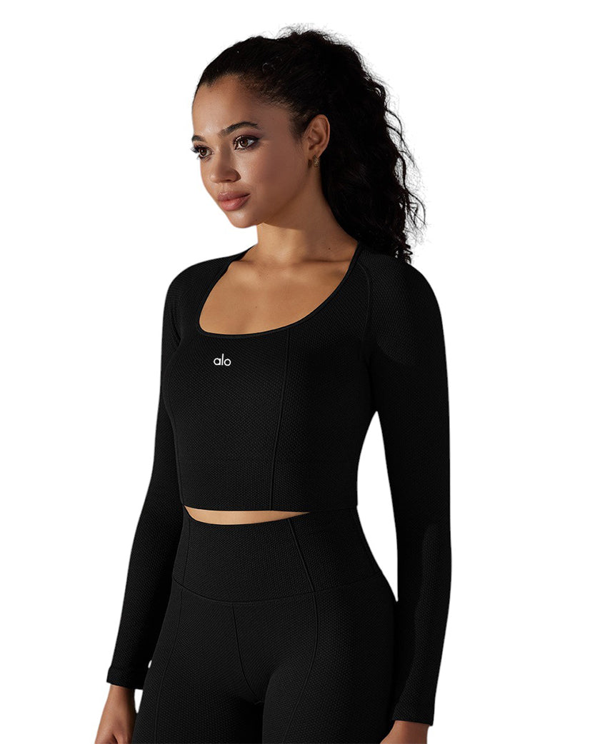 Alo Yoga Tight Fit Sports Long Sleeve Black