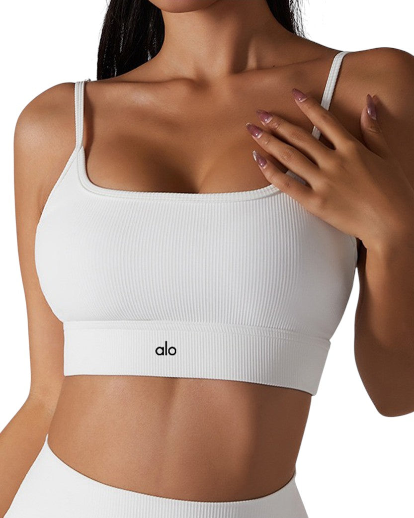 Alo Yoga Ribbed Top White